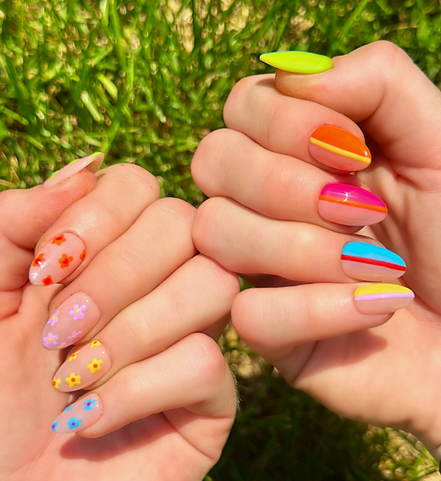 Stripes or Flowers? Let's Get Both | Salon Press-On Nails