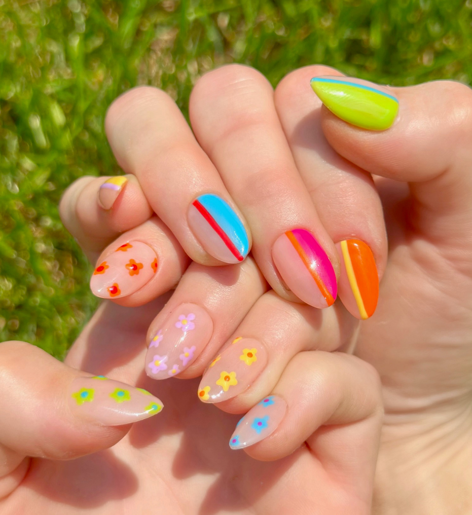 Stripes or Flowers? Let's Get Both | Short Almond