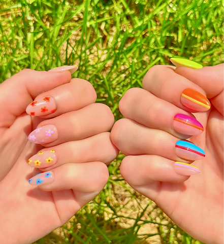 Stripes or Flowers? Let's Get Both | Salon Press-On Nails
