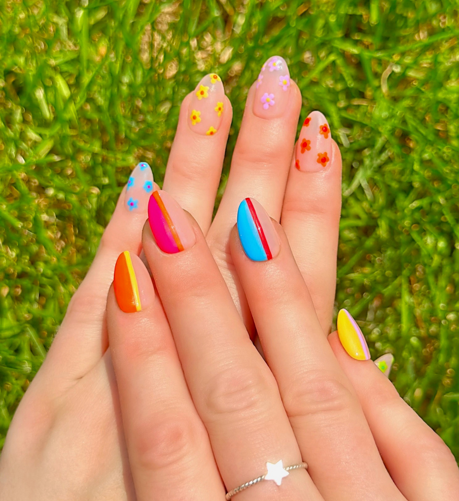 Stripes or Flowers? Let's Get Both | Short Almond