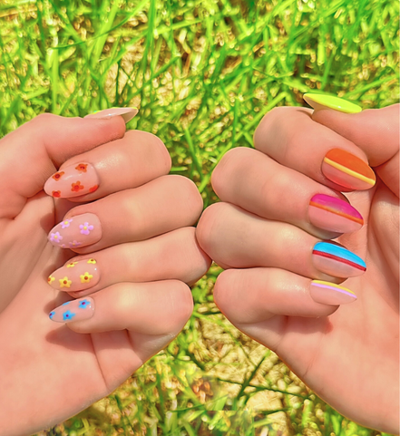 Stripes or Flowers? Let's Get Both | Salon Press-On Nails
