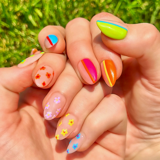 Stripes or Flowers? Let's Get Both | Salon Press-On Nails