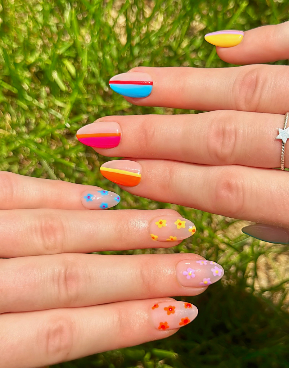 Stripes or Flowers? Let's Get Both | Short Almond